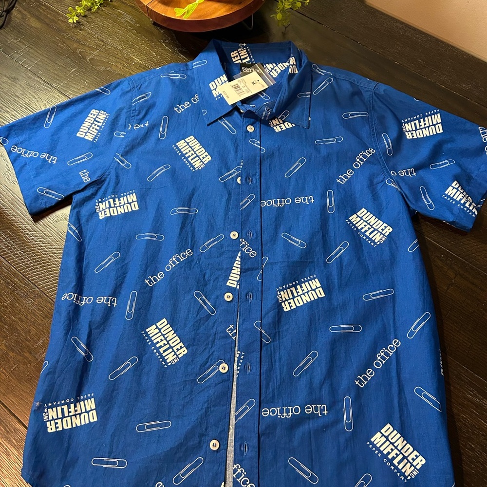 Blue Men's Shirt Funny (Dunder Mifflin) The Office NWT